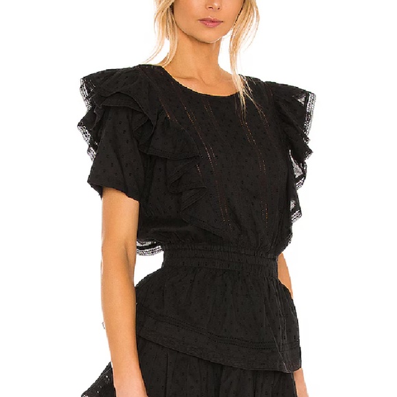 LoveShackFancy Dresses & Skirts - LoveShackFancy Black Eyelet Ruffle Mini Dress